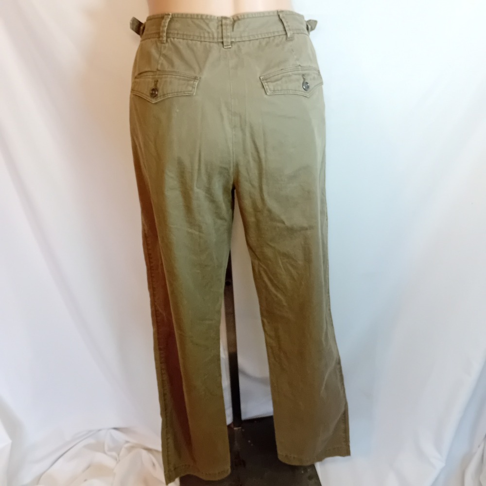 Women's Club Monaco High Rise Utility Chino Trouser Pants Straight Leg Olive 8 - Picture 5 of 16